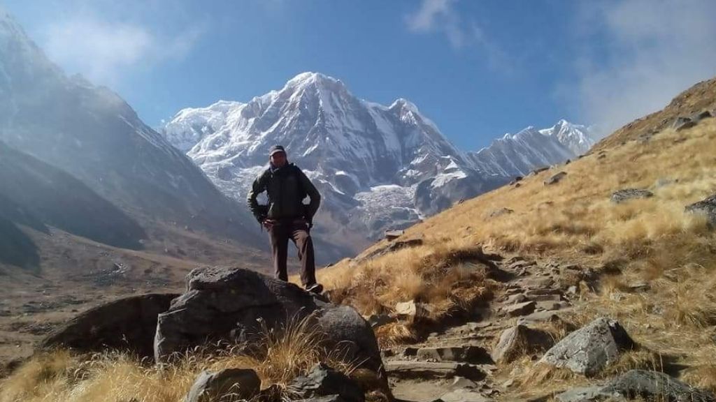 Trekker standing in ABC Trek